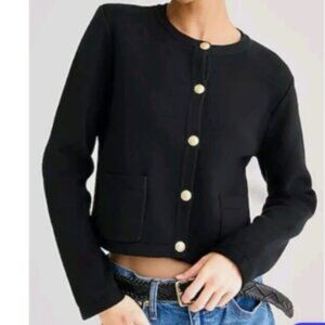 J.CREW SIZE LARGE EMILIE SWEATER LADY JACKET IN BLACK